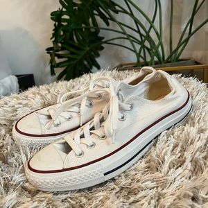 Converse White Sneakers with Red and Black Accents